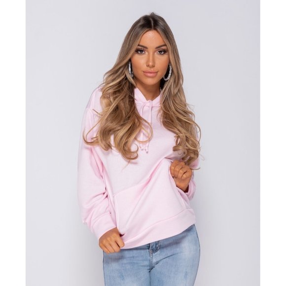 Pink Oversized Draw String Hooded Sweatshirt - Picture 3 of 8